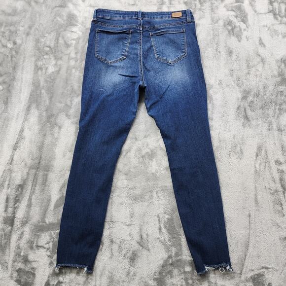 Simple Society Jeans Womens 5/27 Blue Distressed Ripped Mid Rise Skinny Stretch - Picture 3 of 15